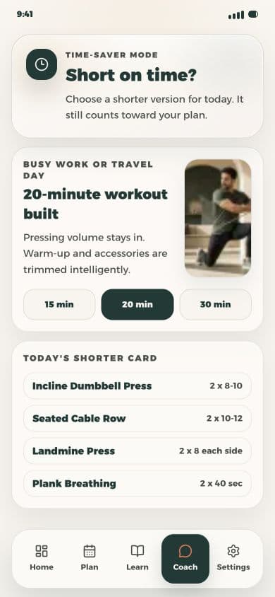 24/7 Fit Time-Saver workout duration options